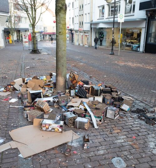 Sortierte Gegenstände für Entsorgung bei Haushaltsauflösung